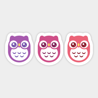 Violet Purple Pink Baby Owls Sticker